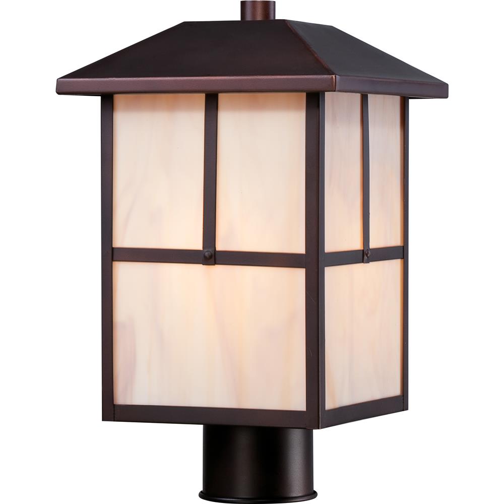 Nuvo Lighting 60/5675  Tanner 1 Light Outdoor Post Fixture with Honey Stained Glass in Claret Bronze Finish
